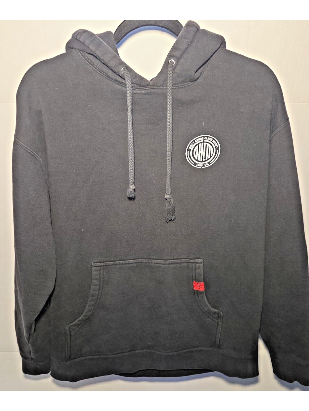 Troll Co Dirty Hands Clean Money Hoodie Mens M Black Pullover Workwear Graphic